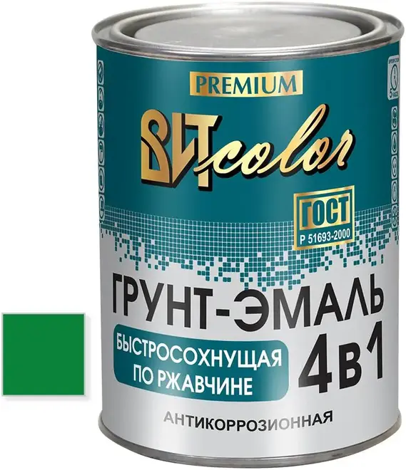Вит Color грунт-эмаль быстросохнущая по ржавчине 4 в 1 (800 г) ярко-зеленая