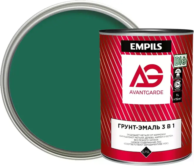 Эмпилс Avantgarde грунт-эмаль 3 в 1 (750 мл) зеленая RAL 6016