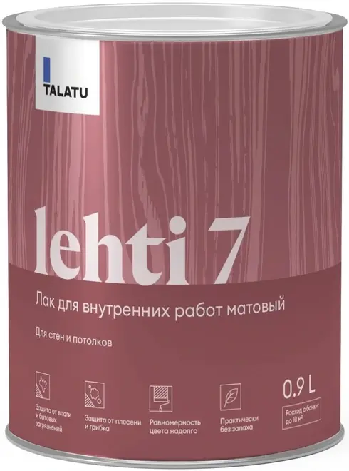 Talatu Lehti 7 лак матовый для стен и потолков (900 мл)