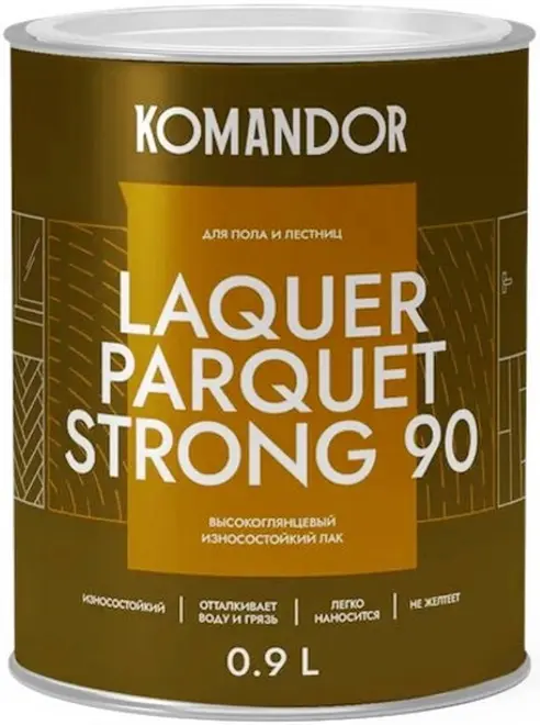 Командор Laquer Parquet Strong 90 лак высокоглянцевый износостойкий для пола и лестниц (900 мл)