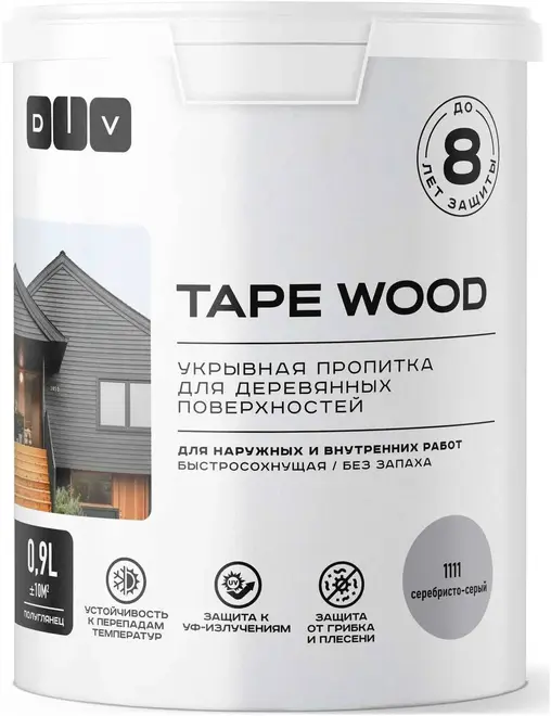 DIV Tape Wood пропитка укрывная для дерева (900 мл) серебристо-серая BL-1111