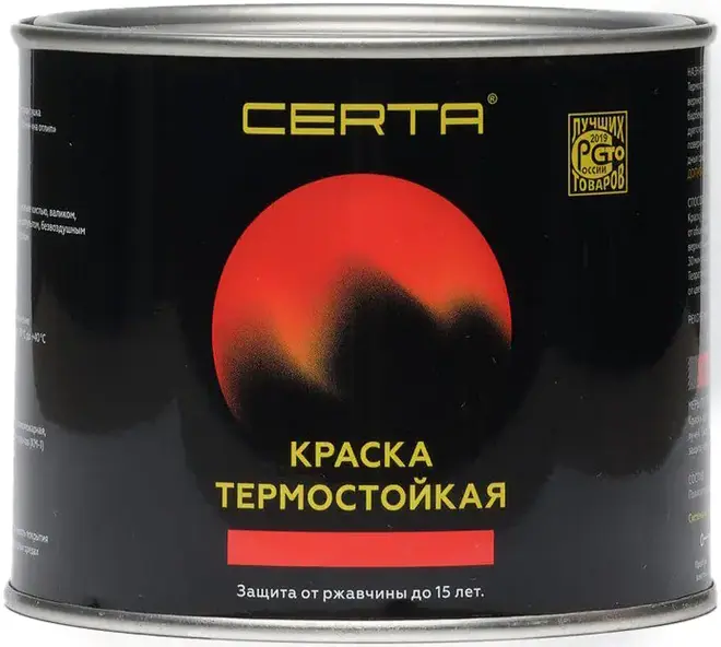 Certa краска термостойкая (400 г) черная RAL 9004 матовая (до +1200°C)