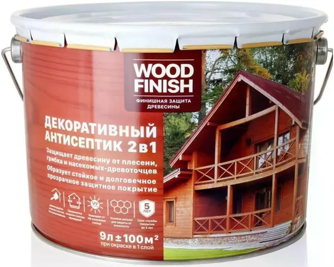 Wood Finish антисептик декоративный (9 л) бесцветный