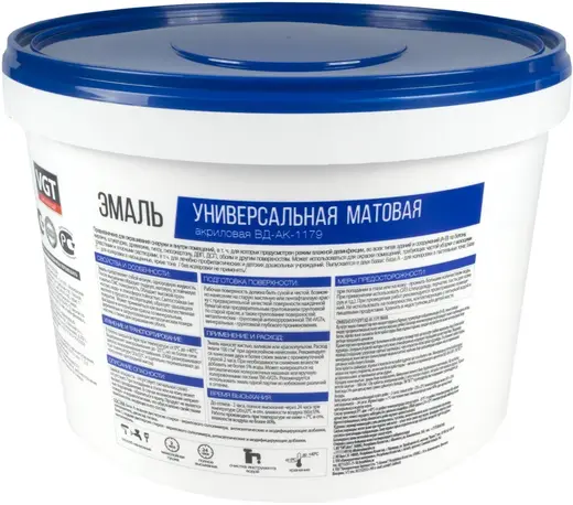 ВГТ ВД-АК-1179 эмаль матовая универсальная (2.5 кг) красно-коричневая RAL 3009