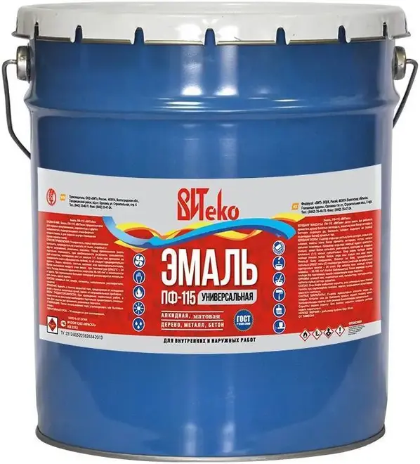 Вит Eko ПФ-115 эмаль универсальная (20 кг) черная глянцевая