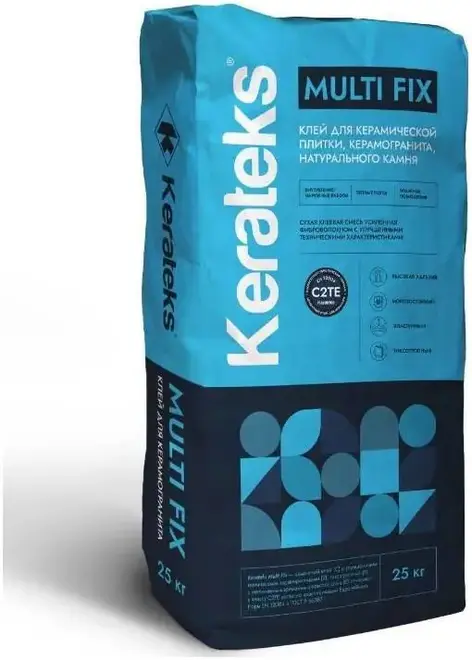 Kerateks Multi Fix клей цементный усиленный для керамогранита и плитки (25 кг)