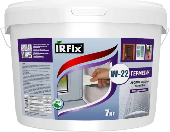 Irfix W 22 герметик акриловый паропроницаемый (7 кг)