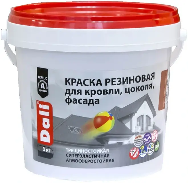 Dali краска резиновая для кровли, цоколя, фасада (3 кг) слоновая кость