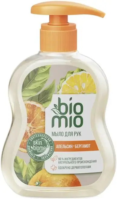 Biomio Natural Liquid Soap мыло жидкое с эфирными маслами апельсина и бергамота (300 мл)