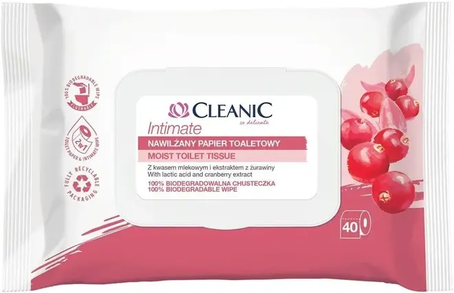 Cleanic Intimate бумага туалетная влажная (40 листов в пачке)