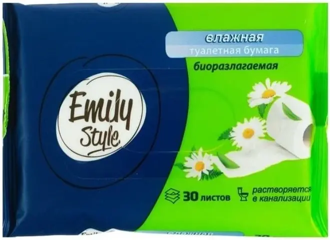 Emily Style бумага туалетная влажная биоразлагаемая (30 листов в пачке)