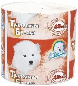 Снежок бумага туалетная без втулки (1 рулон 48 м)