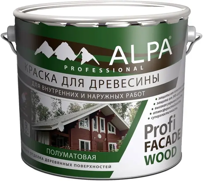 Alpa Profi Facade Wood краска для древесины (9.06 л) бесцветная
