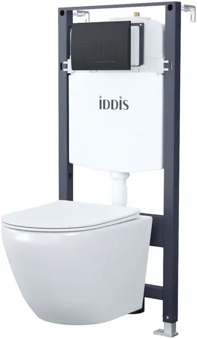 Iddis BASB020i73 унитаз c инсталляцией комплект 3 в 1 (белый, панель смыва черная матовая прямоугольная)