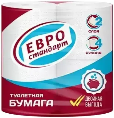 Евро Стандарт бумага туалетная (4 рулона в упаковке)