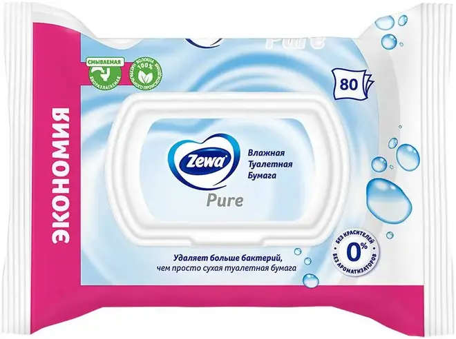 Zewa Zemma Pure бумага туалетная влажная (80 листов в пачке)