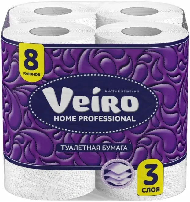Veiro Home Professional бумага туалетная (8 рулонов в упаковке)