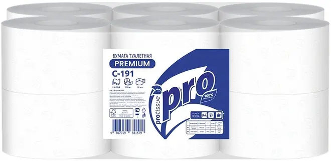 Protissue Premium C-191 бумага туалетная (12 рулонов в упаковке)