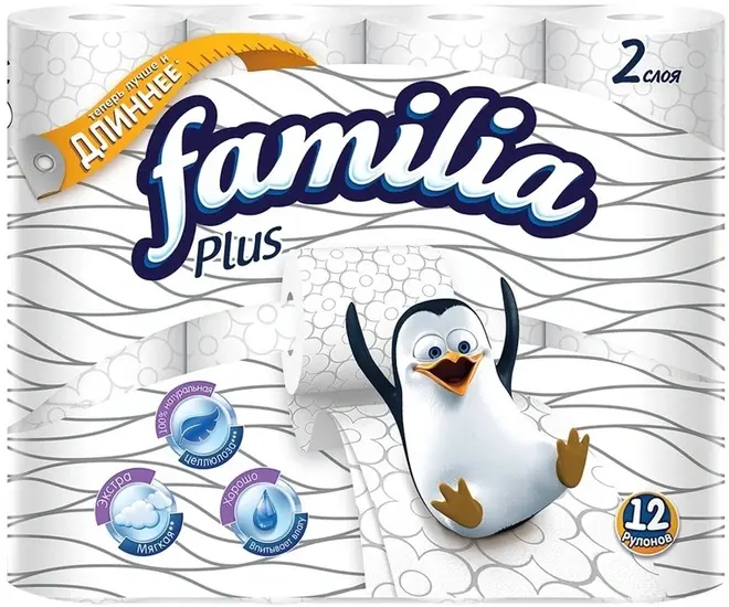 Familia Plus бумага туалетная (12 рулонов в упаковке)
