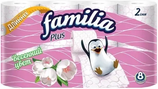 Familia Plus Весенний Цвет бумага туалетная (8 рулонов в упаковке)