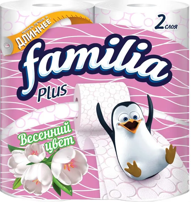 Familia Plus Весенний Цвет бумага туалетная (4 рулона в упаковке)