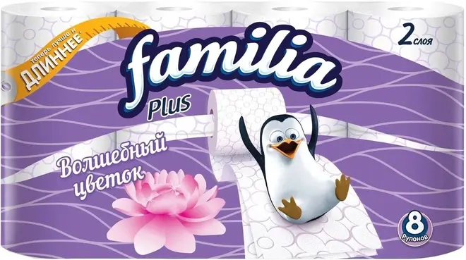 Familia Plus Волшебный Цветок бумага туалетная (8 рулонов в упаковке)