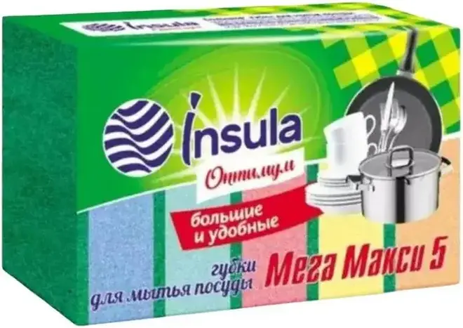 Insula Оптимум Макси губки для посуды (набор 5 губок)