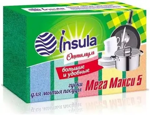 Insula Оптимум Мега Макси губки для посуды (набор 5 губок)