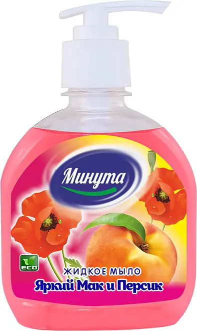 Минута Яркий Мак и Персик мыло жидкое (300 мл)
