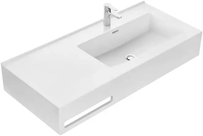 Акватон Квадро Про раковина подвесная с полкой (100 см белая) №1A733231QA01R