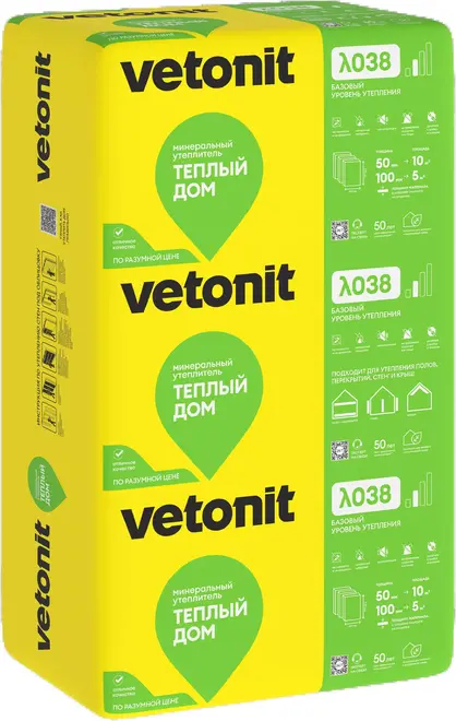 Вебер Ветонит Теплый Дом Плита утеплитель минеральный (0.61*1.17 м/50 мм) 14 плит