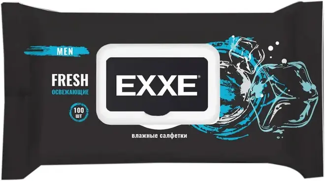 Exxe Fresh Men салфетки влажные (100 салфеток в пачке с клапаном)