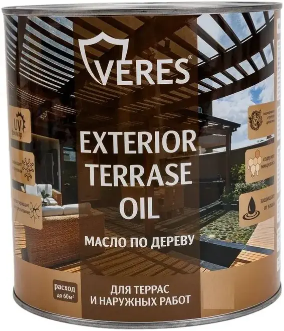 Veres Exterior Terrase Oil масло по дереву для террас и садовой мебели (850 мл) бесцветный