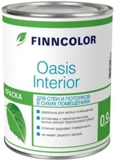 Финнколор Oasis Interior краска для стен и потолков в сухих помещениях (900 мл) белая