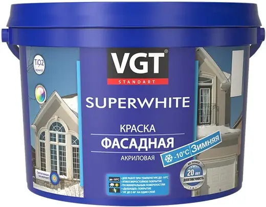 ВГТ ВД-АК-1180 Superwhite краска фасадная акриловая зимняя (45 кг) супербелая