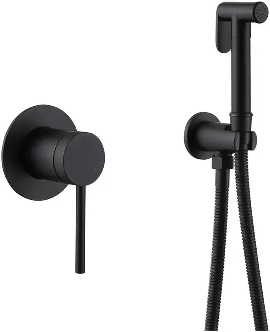 Abber Emotion AF8825 смеситель с гигиеническим душем черный матовый (AF8825B)