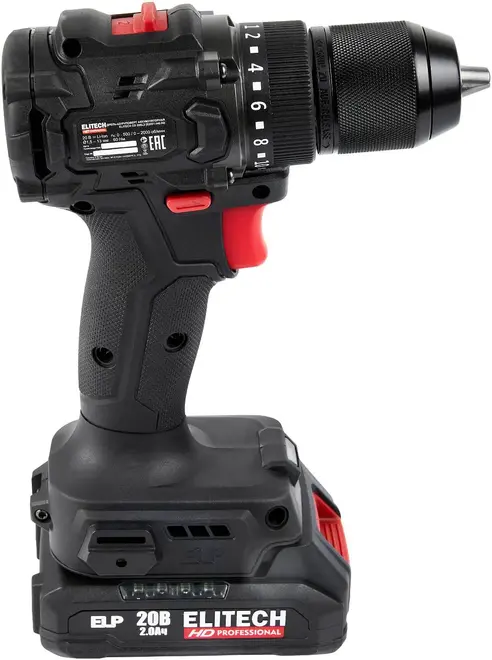 Elitech HD Professional CD 20SL2 дрель аккумуляторная бесщеточная (20 В 2 А*ч)