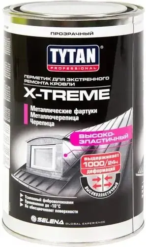 Титан Professional X-Treme герметик для экстренного ремонта кровли высокоэластичный (1 кг) бесцветный