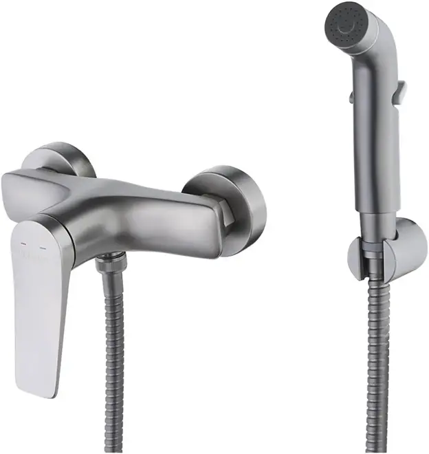 Lemark Bronx смеситель с гигиеническим душем без излива графит (LM3718GM)