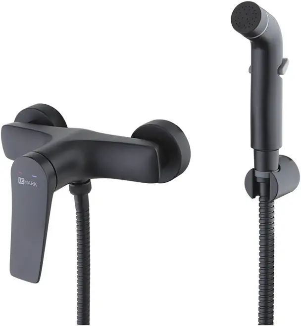 Lemark Bronx смеситель с гигиеническим душем без излива черный (LM3718BL)