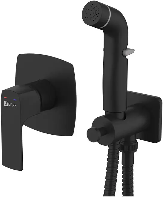 Lemark Ursus смеситель с гигиеническим душем без излива черный (LM7219BL)