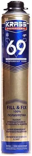 Krass Professional V69 монтажная пена с увеличенным выходом (890 мл) зимняя (Польша)