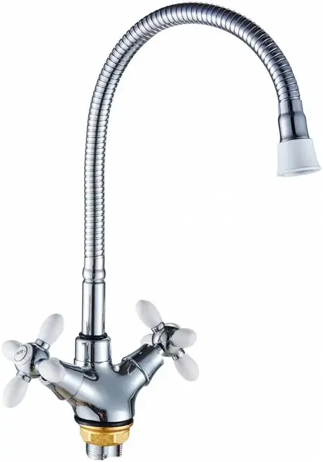 Hansen H52052 смеситель для кухни с гибким изливом хром/белый (H52052F)