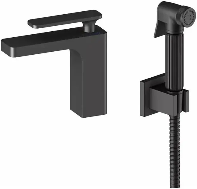 Timo Torne Torne смеситель для раковины с гигиеническим душем черный (4360/03G)