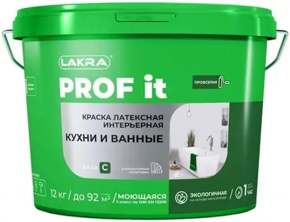 Лакра Prof It Кухни и Ванные краска латексная интерьерная (12 кг) бесцветная