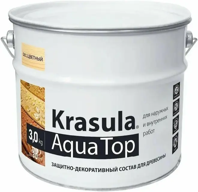 Норт Krasula Aqua Top состав защитно-декоративный (3 кг) бесцветный