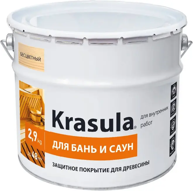 Норт Krasula для Бань и Саун покрытие защитное для древесины (2.9 кг) бесцветная