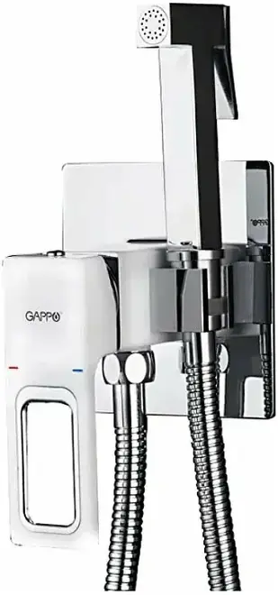 Gappo G7217 смеситель с гигиеническим душем без излива белый/хром (G7217-8)