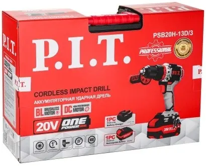 P.I.T. PSB20H-13D/3 X-Driver дрель аккумуляторная ударная бесщеточная (4 Ач)