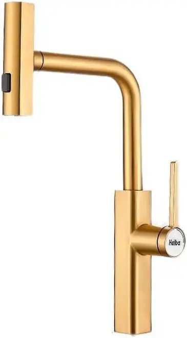 Haiba HB73824 смеситель для кухни с мультифункциональным изливом золото матовое (HB73824-5)